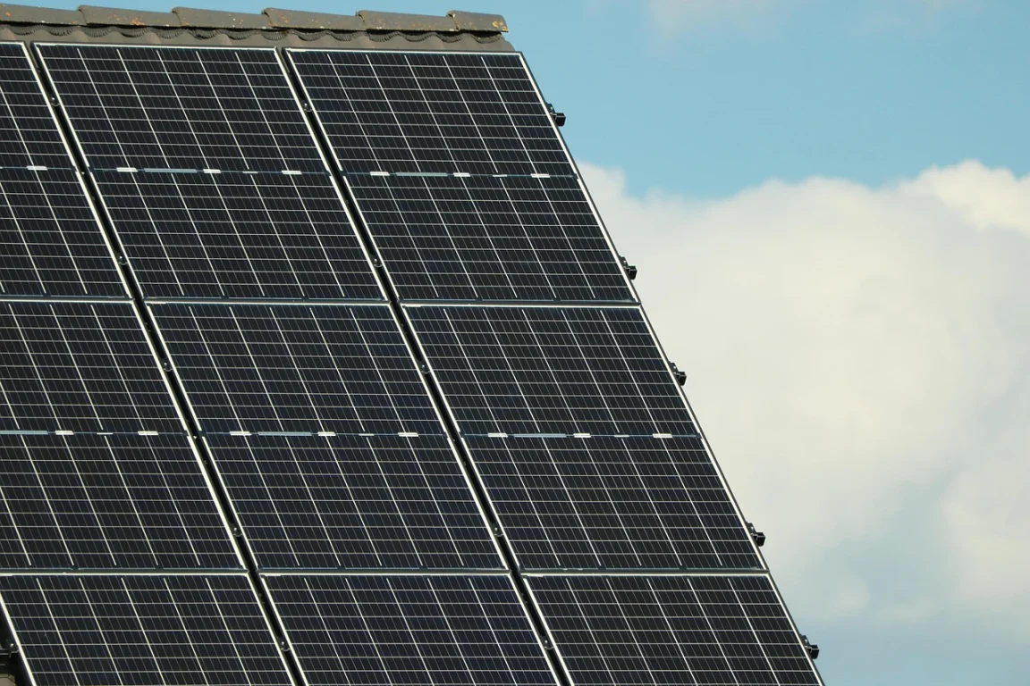 Photovoltaic solar panels installed on a rooftop